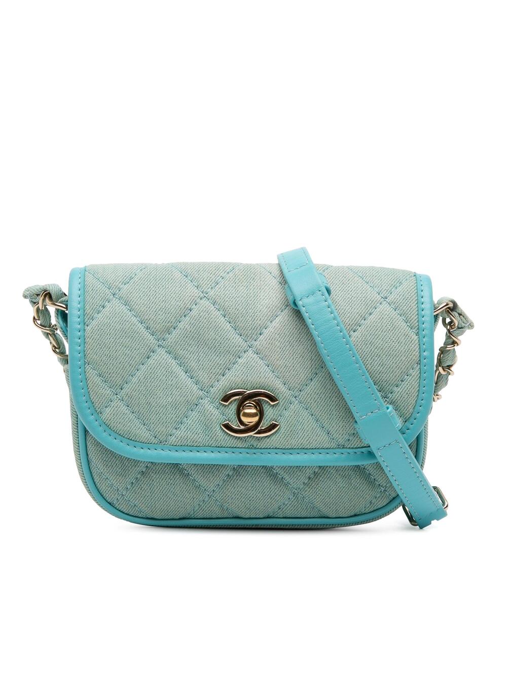 Chanel Flap Messenger Bag Quilted Denim #376860C28B